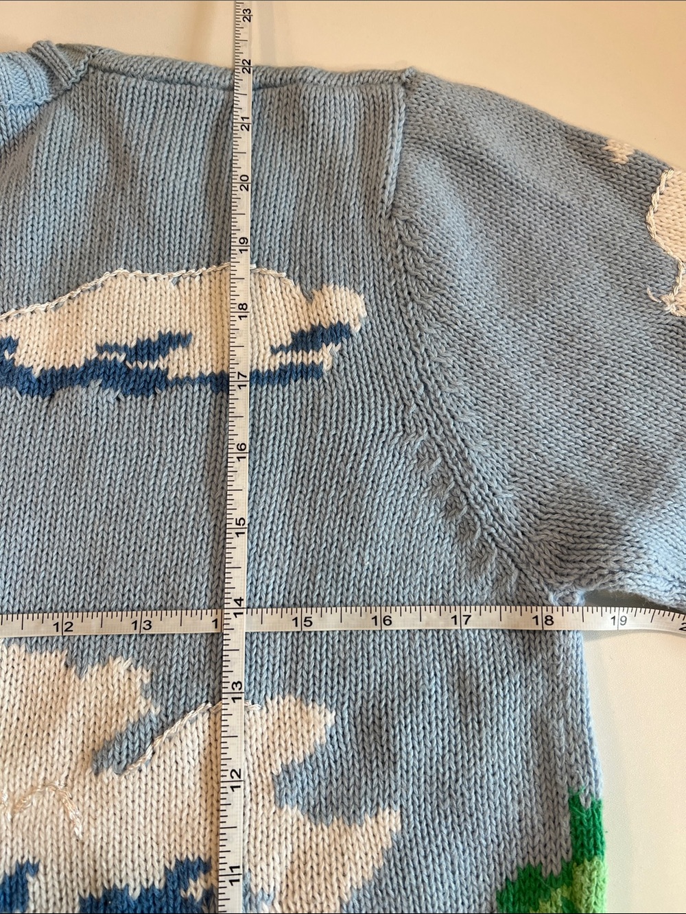 Northern Isle - small petite, Nautical Lighthouse Cardigan - Light Blue - Picture 7 of 8